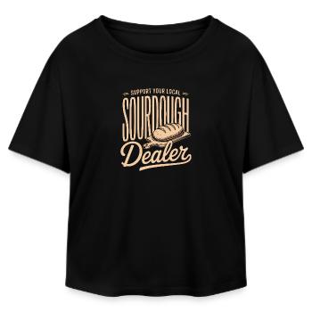 Local Sourdough Dealer Tee - Relaxed Fit Women's Modal Cotton T-Shirt by Stanley/Stella - black - Front - AI Model Female 172 light (172cm)