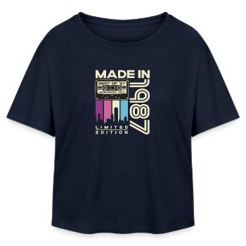 Cadeau d’anniversaire vintage rétro vintage 1987 - T-shirt femme coupe décontractée en coton modal Stanley/Stella - marine - Devant - AI Model Female 172 light (172cm)