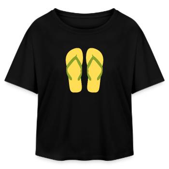 Sunny Yellow Flipflops - Relaxed Fit Women's Modal Cotton T-Shirt by Stanley/Stella - black - Front - AI Model Female 172 light (172cm)