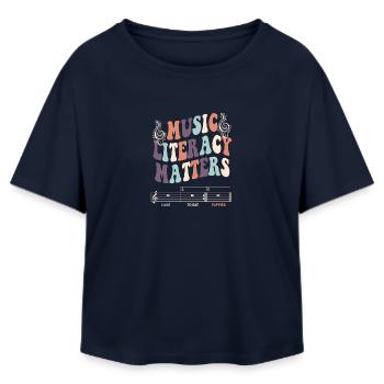 Music Literacy Matters - Relaxed Fit Frauen Modal Cotton T-Shirt von Stanley/Stella - Navy - Vorne - AI Model Female 172 light (172cm)