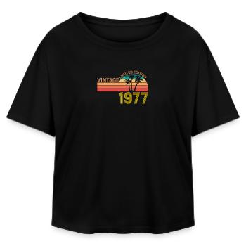Vintage 1977 Limited Edition Retro Birthay - Relaxed Fit Women's Modal Cotton T-Shirt by Stanley/Stella - black - Front - AI Model Female 172 light (172cm)