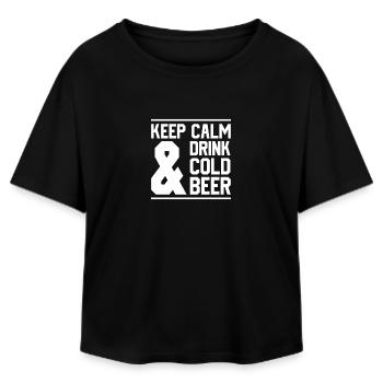 Keep Calm and Drink Cold Beer - Relaxed Fit Frauen Modal Cotton T-Shirt von Stanley/Stella - Schwarz - Vorne - AI Model Female 172 light (172cm)