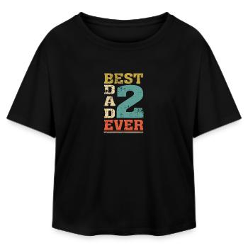 Best Dad Ever Dad 2 Kids Double Dad shirt - Relaxed Fit Women's Modal Cotton T-Shirt by Stanley/Stella - black - Front - AI Model Female 172 light (172cm)