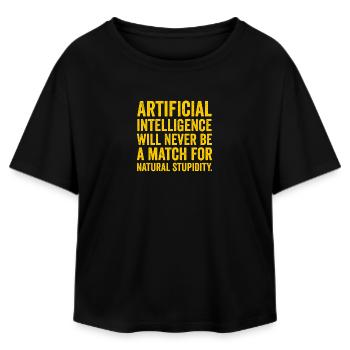 AI vs Natural Stupidity - Relaxed Fit Women's Modal Cotton T-Shirt by Stanley/Stella - black - Front - AI Model Female 172 light (172cm)