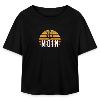 Moin Hamburg Anker Hamburger Hafen Fan Stadt HH - Relaxed Fit Frauen Modal Cotton T-Shirt von Stanley/Stella - Schwarz - Vorne - AI Model Female 172 light (172cm)