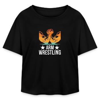 Arm Wrestling Tee - Relaxed Fit Women's Modal Cotton T-Shirt by Stanley/Stella - black - Front - AI Model Female 172 light (172cm)