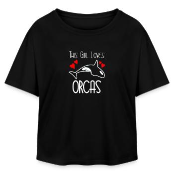 This Girl Loves Orcas - Relaxed Fit Women's Modal Cotton T-Shirt by Stanley/Stella - black - Front - AI Model Female 172 light (172cm)
