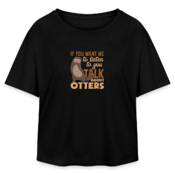 Sea Otter Talk About Otter - Relaxed Fit Women's Modal Cotton T-Shirt by Stanley/Stella - black - Front - AI Model Female 172 light (172cm)