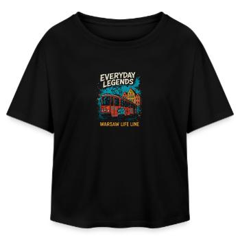 Everyday Legends Warsaw Tram Design - Relaxed Fit Women's Modal Cotton T-Shirt by Stanley/Stella - black - Front - AI Model Female 172 light (172cm)