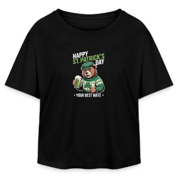 St Patrick's Bär mit Grünem Mantel - Relaxed Fit Frauen Modal Cotton T-Shirt von Stanley/Stella - Schwarz - Vorne - AI Model Female 172 light (172cm)