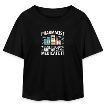 Pharmacist saying: Medicate It - Relaxed Fit Women's Modal Cotton T-Shirt by Stanley/Stella - black - Front - AI Model Female 172 light (172cm)