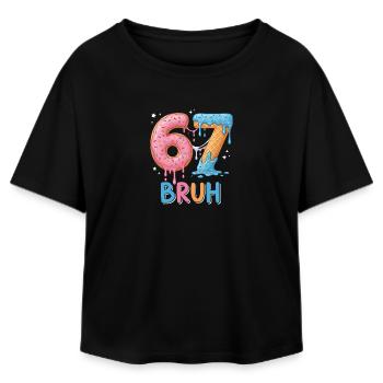67 Bruh Eis-Donut - Relaxed Fit Frauen Modal Cotton T-Shirt von Stanley/Stella - Schwarz - Vorne - AI Model Female 172 light (172cm)