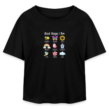 God Says I Am Christian Affirmation Faith Power - Relaxed Fit Women's Modal Cotton T-Shirt by Stanley/Stella - black - Front - AI Model Female 172 light (172cm)