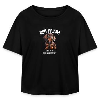 Lustige Dackel-Hunde-Pyjamas - Relaxed Fit Frauen Modal Cotton T-Shirt von Stanley/Stella - Schwarz - Vorne - AI Model Female 172 light (172cm)
