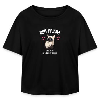 Funny Siamese Cat Pajamas - Relaxed Fit Women's Modal Cotton T-Shirt by Stanley/Stella - black - Front - AI Model Female 172 light (172cm)