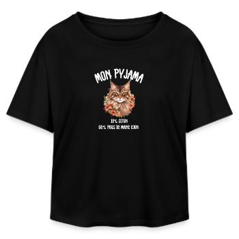 Maine Coon Humor Cat Pajamas - Relaxed Fit Women's Modal Cotton T-Shirt by Stanley/Stella - black - Front - AI Model Female 172 light (172cm)