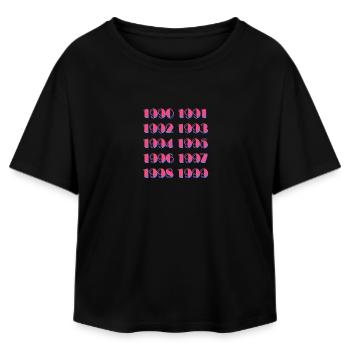 90s Retro Vintage Style Nostalgia - Relaxed Fit Women's Modal Cotton T-Shirt by Stanley/Stella - black - Front - AI Model Female 172 light (172cm)