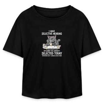 Grummelkat Learning Humor Motif - Relaxed Fit Women's Modal Cotton T-Shirt by Stanley/Stella - black - Front - AI Model Female 172 light (172cm)