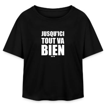 Jusqu’ici tout va bien - réplique culte - T-shirt femme coupe décontractée en coton modal Stanley/Stella - noir - Devant - AI Model Female 172 light (172cm)