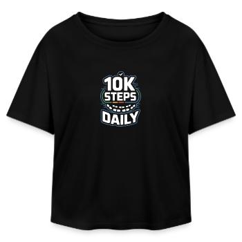 10k Steps Daily - Relaxed Fit Women's Modal Cotton T-Shirt by Stanley/Stella - black - Front - AI Model Female 172 light (172cm)