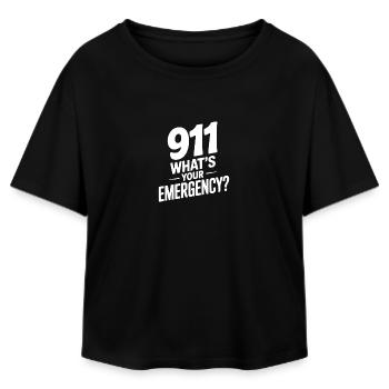 What's Your Emergency? - Relaxed Fit Women's Modal Cotton T-Shirt by Stanley/Stella - black - Front - AI Model Female 172 light (172cm)
