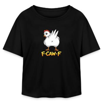 F-Caw-F poulet Humour adulte Coq drôle Fcawf - T-shirt femme coupe décontractée en coton modal Stanley/Stella - noir - Devant - AI Model Female 172 light (172cm)