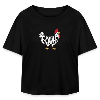 F-Caw-F poulet Humour adulte Coq drôle Fcawf - T-shirt femme coupe décontractée en coton modal Stanley/Stella - noir - Devant - AI Model Female 172 light (172cm)
