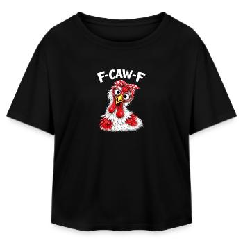 F-Caw-F poulet Humour adulte Coq drôle Fcawf - T-shirt femme coupe décontractée en coton modal Stanley/Stella - noir - Devant - AI Model Female 172 light (172cm)