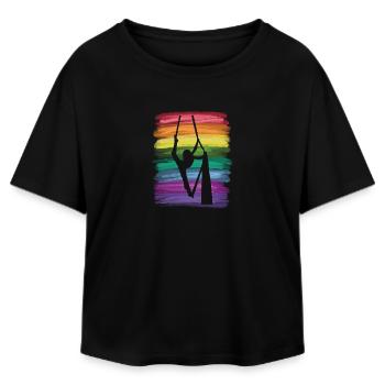 Vertical Cloth Vintage Aerial Acrobatics Aerial Silk - Relaxed Fit Women's Modal Cotton T-Shirt by Stanley/Stella - black - Front - AI Model Female 172 light (172cm)