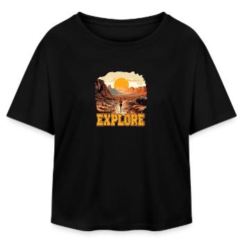  Erkunde Die Weiten Der Wüste Mit Sonnenaufgang Im - Relaxed Fit Frauen Modal Cotton T-Shirt von Stanley/Stella - Schwarz - Vorne - AI Model Female 172 light (172cm)