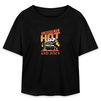 BBQ Grilling Meat Smoking Barbecue - Relaxed Fit Women's Modal Cotton T-Shirt by Stanley/Stella - black - Front - AI Model Female 172 light (172cm)
