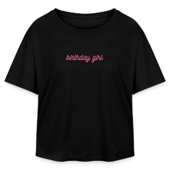 Fille d’anniversaire en police rose - Girlie & Feminine - T-shirt femme coupe décontractée en coton modal Stanley/Stella - noir - Devant - AI Model Female 172 light (172cm)