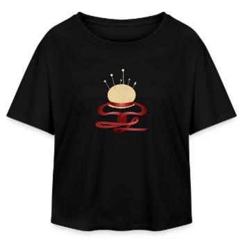 nostalgic pincushion with pins - Relaxed Fit Women's Modal Cotton T-Shirt by Stanley/Stella - black - Front - AI Model Female 172 light (172cm)