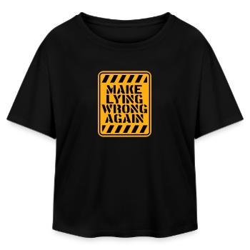 Make Lying Wrong Again Political Statement Logo - Relaxed Fit Women's Modal Cotton T-Shirt by Stanley/Stella - black - Front - AI Model Female 172 light (172cm)