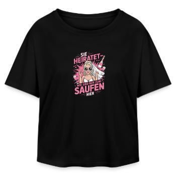 Funny German Hen Party Sie Heiratet Design - Relaxed Fit Frauen Modal Cotton T-Shirt von Stanley/Stella - Schwarz - Vorne - AI Model Female 172 light (172cm)