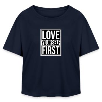 Love Yourself First Selbstliebe Selbstfürsorge - Relaxed Fit Frauen Modal Cotton T-Shirt von Stanley/Stella - Navy - Vorne - AI Model Female 172 light (172cm)