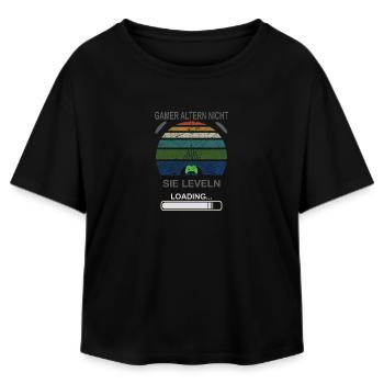 Gamer Leveling Chargement Rétro Sunburst - T-shirt femme coupe décontractée en coton modal Stanley/Stella - noir - Devant - AI Model Female 172 light (172cm)