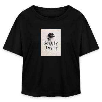 Beauty in Decay: Blume im Verfall - Relaxed Fit Frauen Modal Cotton T-Shirt von Stanley/Stella - Schwarz - Vorne - AI Model Female 172 light (172cm)