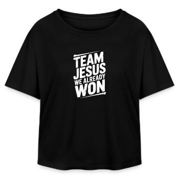 Team Jesus, wir haben bereits gewonnen - Relaxed Fit Frauen Modal Cotton T-Shirt von Stanley/Stella - Schwarz - Vorne - AI Model Female 172 light (172cm)