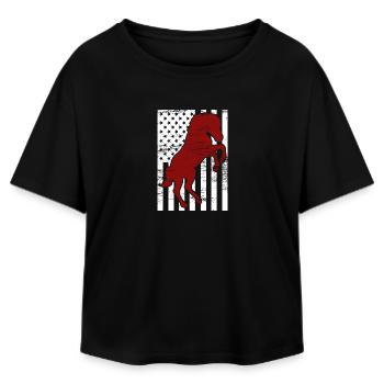 4th of July USA Horse Riding - Relaxed Fit Women's Modal Cotton T-Shirt by Stanley/Stella - black - Front - AI Model Female 172 light (172cm)