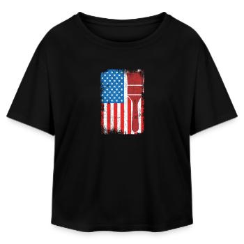 U.S. Patriotic Painter - Relaxed Fit Women's Modal Cotton T-Shirt by Stanley/Stella - black - Front - AI Model Female 172 light (172cm)