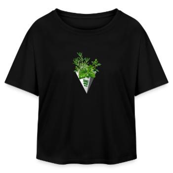Take Away Herbs - funny print for foodies - Relaxed Fit Women's Modal Cotton T-Shirt by Stanley/Stella - black - Front - AI Model Female 172 light (172cm)
