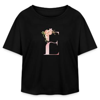 Monogramme floral pastel E - T-shirt femme coupe décontractée en coton modal Stanley/Stella - noir - Devant - AI Model Female 172 light (172cm)