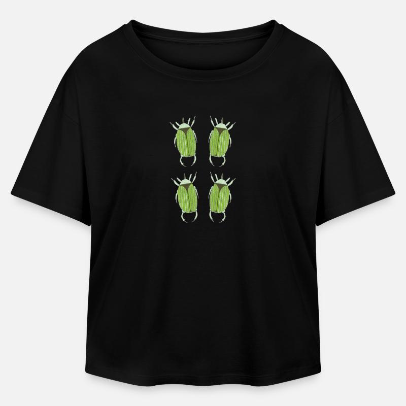 insecte vert - T-shirt femme coupe décontractée en coton modal Stanley/Stella - noir