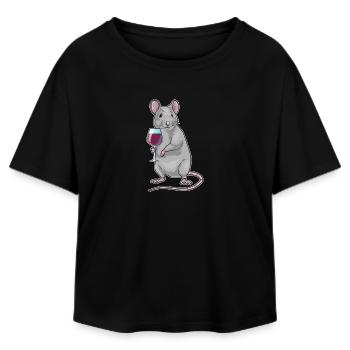 Maus Rotwein - Relaxed Fit Frauen Modal Cotton T-Shirt von Stanley/Stella - Schwarz - Vorne - AI Model Female 172 light (172cm)
