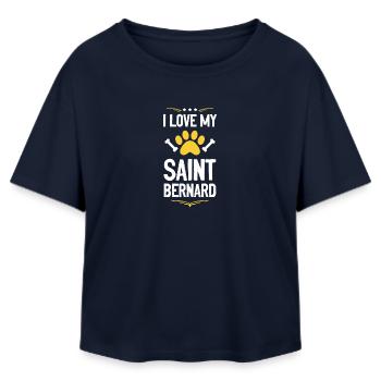 J’aime mon Saint-Bernard - T-shirt femme coupe décontractée en coton modal Stanley/Stella - marine - Devant - AI Model Female 172 light (172cm)