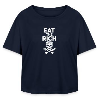Mangez les riches – Design socialisme amusant - T-shirt femme coupe décontractée en coton modal Stanley/Stella - marine - Devant - AI Model Female 172 light (172cm)