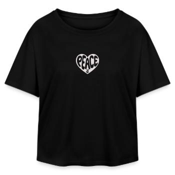 Peace Herz-Friedens Grafik - Relaxed Fit Frauen Modal Cotton T-Shirt von Stanley/Stella - Schwarz - Vorne - AI Model Female 172 light (172cm)