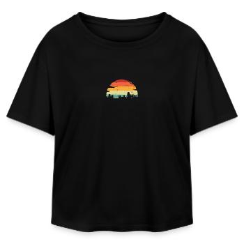 Sonnenuntergang Skyline Silhouette - Relaxed Fit Frauen Modal Cotton T-Shirt von Stanley/Stella - Schwarz - Vorne - AI Model Female 172 light (172cm)
