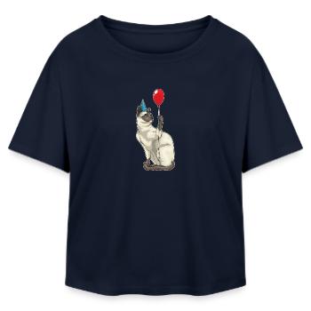 Siamkatze Geburtstag Luftballon - Relaxed Fit Frauen Modal Cotton T-Shirt von Stanley/Stella - Navy - Vorne - AI Model Female 172 light (172cm)